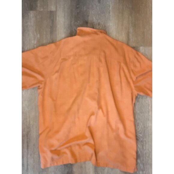 Joseph & Feiss Mens 2XLT Rust Orange Short Sleeve 100% Silk Button-Up Shirt - Picture 5 of 5